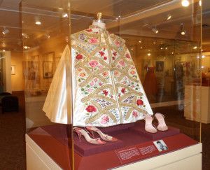 A jeweled cape in a glass case at Ava Gardner Museum