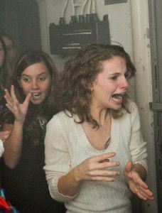 Girls screaming onboard Ghost Ship Battleship North Carolina