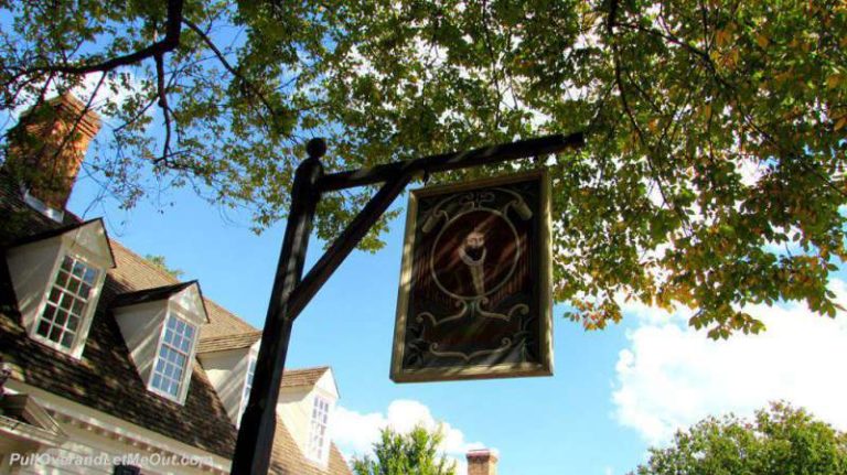 A sign at a colonial tavern