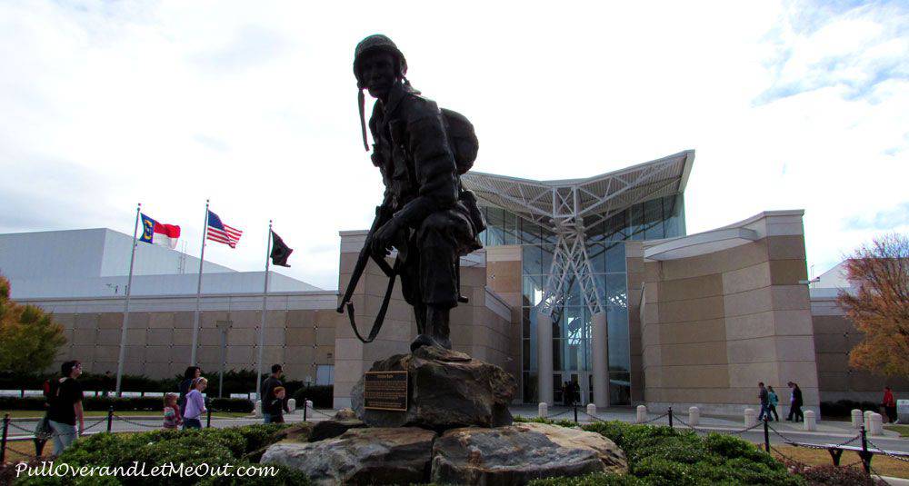 statue of a soldier in front of the Airborne & Special Operations Museum in Fayetteville, NC PullOverAndLetMeOut