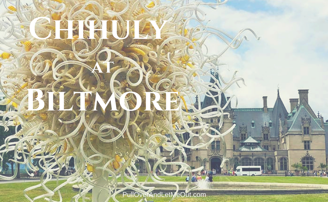 The Chihuly Exhibit at Biltmore Estate is an incredible art exhibition. #PullOverAndLetMeOut #ChihulyAtBiltmore #Chihuly #artglass #NorthCarolina #VisitNC #Biltmore #Asheville