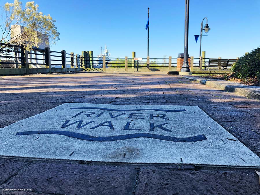 River-Walk-block-with-ship-in-background-Wilmington-PullOverAndLetMeOut