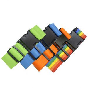 4 Pack Luggage Straps Set Suitcase Belts Neon Luggage Tags Set Neon Luggage Strap TSA Approved Carry On Luggage Tag…