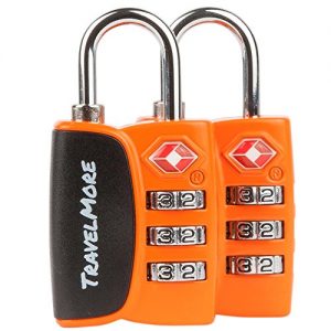 Open Alert Indicator TSA Approved 3 Digit Luggage Locks to Lock Travel Suitcase (2 Pack, Orange)