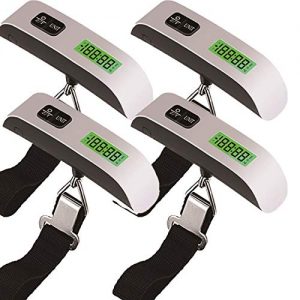 4 Pack Digital Luggage Scale LCD Display Backlight Temperature Sensor Hanging Scale with Tare Function and 110lb/50kg…