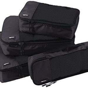 Amazon Basics 4 Piece Packing Travel Organizer Cubes Set, Black