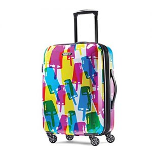 American Tourister Moonlight Hardside Expandable Luggage with Spinner Wheels, Red/Yellow, Carry-On 21-Inch