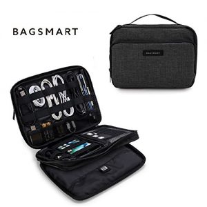 BAGSMART 3-Layer Travel Electronics Cable Organizer with Bag for 7.9" Tablet, iPad Mini, Hard Drives, Cables, Charger, Kindle, Grey