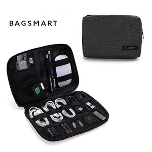 BAGSMART Electronic Organizer Small Travel Cable Organizer Bag for Hard Drives, Cables, Phone, USB, SD Card, Black