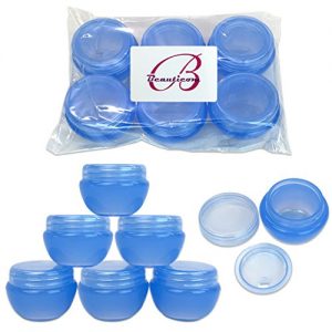 Beauticom 6 Pieces 10G/10ML Blue Frosted Container Jars with Inner Liner for Scrubs, Oils, Salves, Creams, Lotions - BPA…