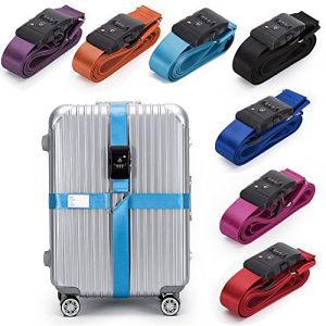 BlueCosto Luggage Strap TSA Approved Combination Lock Adjustable Suitcase Travel Belt