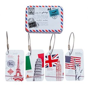 CKLT 4PCS/Set Luggage Tags Metal Suitcase Handle Hidden Individuality Travel Luggage Tags ＆ Vintage Metal Storage Box…