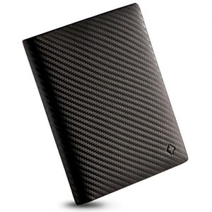 EGNT RFID Carbon Travel Bifold Wallet l Passport Holder Cover Sleeve Case Genuine Leather Slim