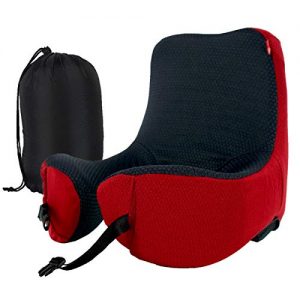 FavFactory Travel Neck Pillow Detachable Hood - Memory Foam - Adjustable Size Neck - Extended Cut Head Back Support…