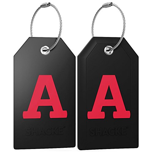 Initial Luggage Tag with Full Privacy Cover and Stainless Steel Loop (Black) - Image 4