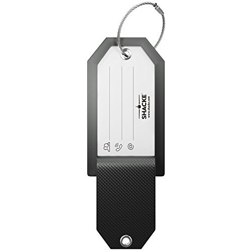 Initial Luggage Tag with Full Privacy Cover and Stainless Steel Loop (Black) - Image 6
