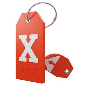 Initial Luggage Tag with Full Privacy Cover and Stainless Steel Loop (Orange)