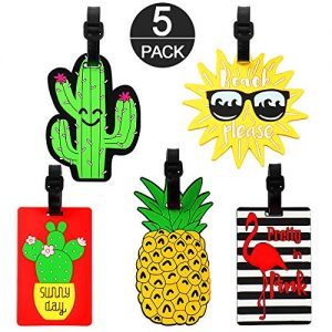 JoyJon Luggage Tags with Genuine Strap Flexible Name ID Labels for Suitcase Baggage Tag Travel Accessories