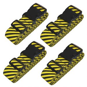 Lc.Courage Adjustable Luggage Straps/Travel Bag Strap/Suitcase Belts (Yellow/Black 4Pack)