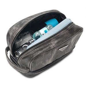 Toiletry Travel Bag for Men - Large Leather Dopp Kit - Mens Toiletries Bathroom Organizer by LVLY (Brown)