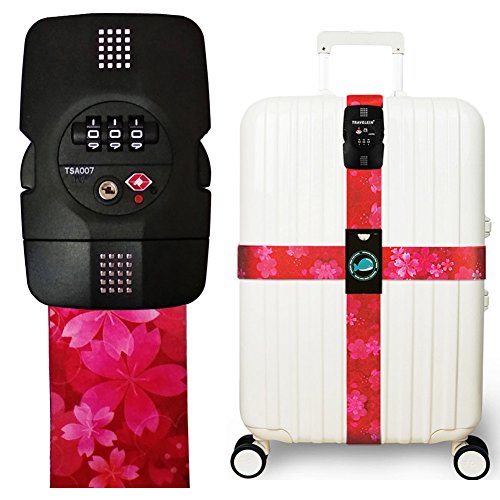 Straps Accessories for Travel/Trip GLORY ART 1 PC Add a Bag Luggage Strap Adjustable Suitcase Belt with TSA Approved Cute Flamingo 