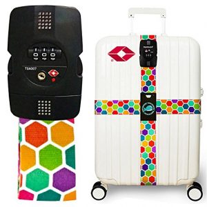 TRAVELKIN Luggage Straps with TSA Combination Lock Cross Strap Adjustable Travel Belts Suitcase Belt