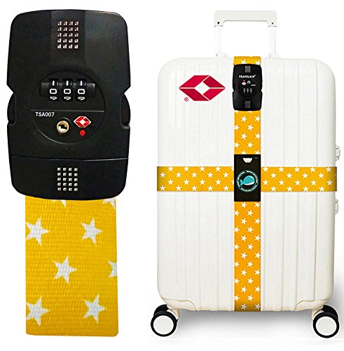 GLORY ART 1 PC Suitcase Belts Travel Accessories Bag Straps Arrow,Adjustable Luggage Straps 3-Dial TSA Combination Lock 