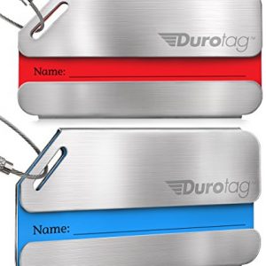 Durotag Luggage Tags Personalized Custom Stainless Steel Travel Bag Tag ID 2 Set