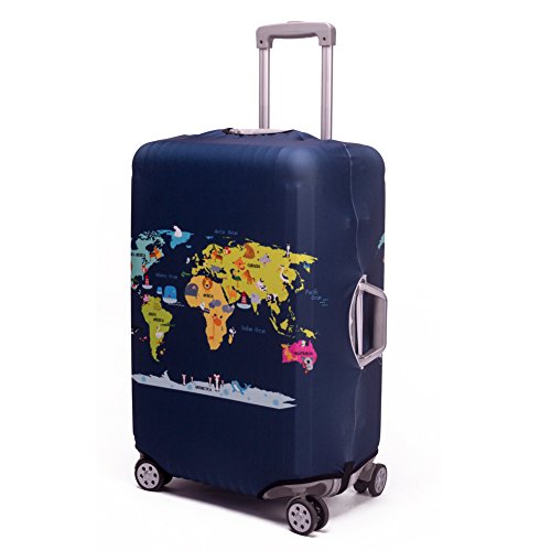Madfifennina Washable Spandex Travel Luggage, Map, Size M(23"-25" Luggage) - Image 3