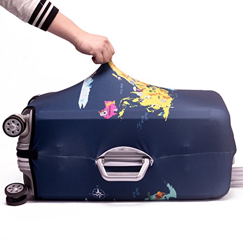 Madfifennina Washable Spandex Travel Luggage, Map, Size M(23"-25" Luggage) - Image 5