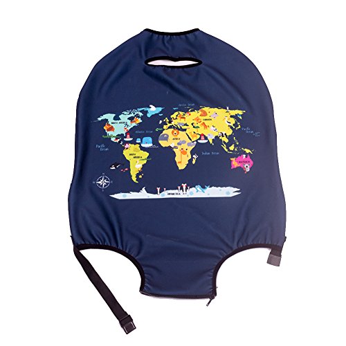 Madfifennina Washable Spandex Travel Luggage, Map, Size M(23"-25" Luggage) - Image 6