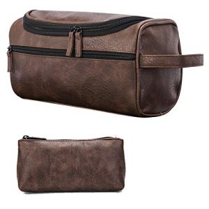 ORIGOAL Premium PU Leather Unisex Toiletry Bag Toiletry Organizer Wash Bag Bathroom Shower Bag with hanging hook, Dopp…