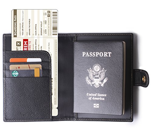 Black Canada Passport Wallet Genuine Leather Passport holder with Emblem