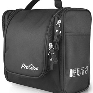 ProCase Toiletry Bag with Hanging Hook, Organizer for Travel Accessories, Makeup, Shampoo, Cosmetic, Personal Items…