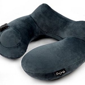 AirComfy Inflatable Neck Travel Pillow - Luxuriously Soft Washable Cover and Compact Packsack with Travel Clip - for…