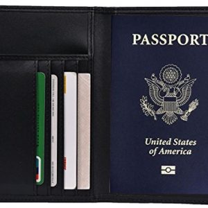 RFID Blocking Leather Passport Holder Cover & Travel Wallet ID Card Case