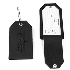 Shacke Luggage Tags with Full Back Privacy Cover w/Steel Loops - Set of 2