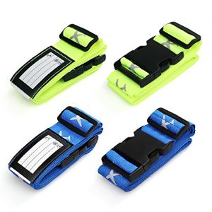 Swify Luggage Strap Suitcase Belt Elastic Travel Luggage Straps TSA Approved Accessories with Name Tags(4 Pack)