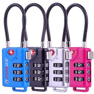TSA Approved Cable Luggage Locks, Re-settable Combination with Alloy Body
