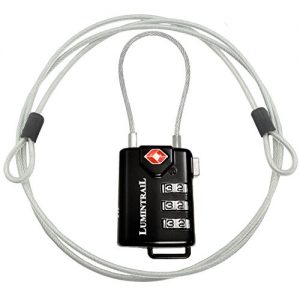 TSA Approved Cable Luggage Locks Plus 4 Foot Steel Cable Lumintrail Combination Travel Security Lock - 1 Pack, Black