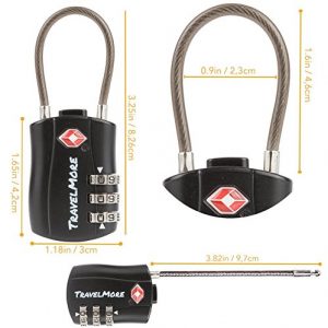 8 Pack TSA Approved Travel Combination Cable Luggage Locks for Suitcases - 4 Black & 4 Orange