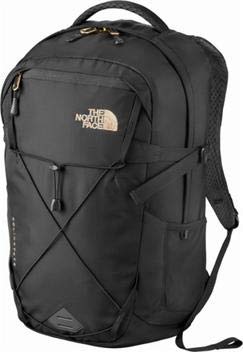 black and rose gold north face backpack