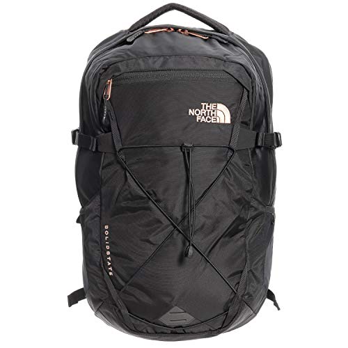 white and gold north face backpack