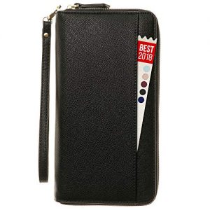 Travel Document Organizer - RFID Passport Wallet Case Family Holder Id Wristlet (Aqua Blue)