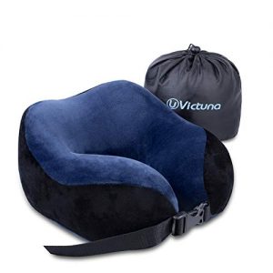 Victuna Upgrade Travel Neck Pillow, Snug Fit Memory Foam Travel Pillow, Thin Back, Soft& Comfortable for Airplane, Bus…