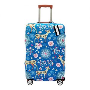 XMBHome Printed Luggage Cover Spandex Travel Suitcase Protective Cover Fits 18-32 Inch (M(22-24 inch luggage), Deer)