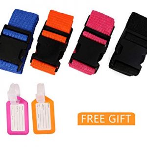 Yufenge 4 Pack Luggage Straps Suitcase Belts Adjustable Heavy Duty Suitcase Straps Non-Slip Travel Accessories Bag…