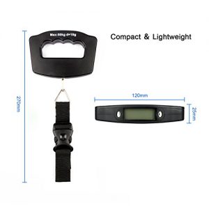 mingshang Handheld Digital Luggage Scale for Travel Portable Electronic Weighing Suitcase and Bag 50kg/10g Black