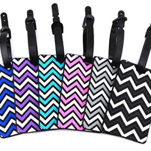 yueton 6pcs Colorful Wavy Stripe Pattern Rubber ID Tags Business Card Holder for Luggage Baggage Travel Identifier