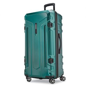 American Tourister Trip Locker Hardside Checked Luggage with Dual Spinner Wheels, Silver, 31-Inch